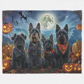Schotse Terrier Halloween Spokenbury Fleece Deken (Voorkant (Horizontaal))