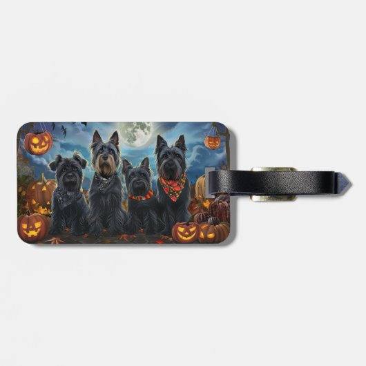 Schotse terriër Halloween Spooky Bagagelabel (Achterkant horizontaal)