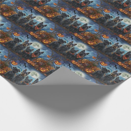 Schotse terriër Halloween Spooky Cadeaupapier (Hoek)