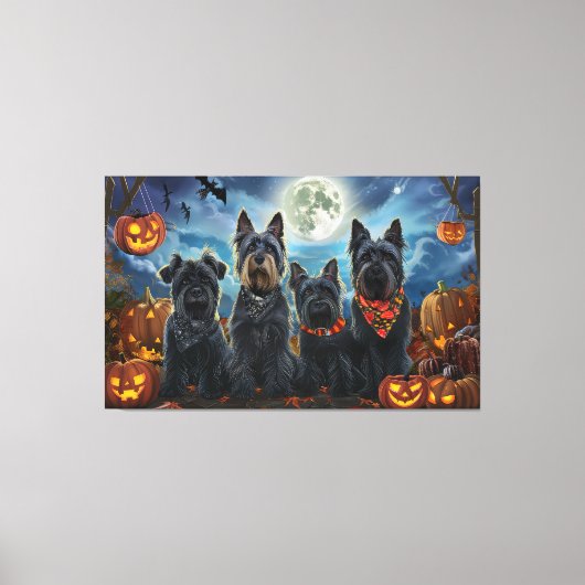 Schotse terriër Halloween Spooky Canvas Afdruk (Voorkant)