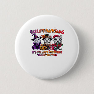 Schotse Terriër Halloween Thanksgiving Christmas Ronde Button 5,7 Cm