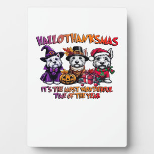 Schotse Terriër Halloween Thanksgiving Kerstmis Fotoplaat