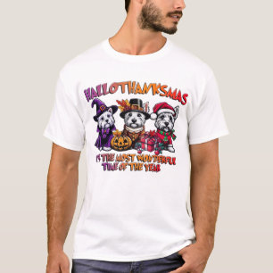 Schotse Terriër Halloween Thanksgiving Kerstmis T-shirt