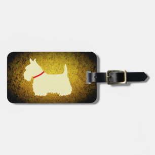 Schotse Terrier/havermoutkleurige silhouet, granie Bagagelabel