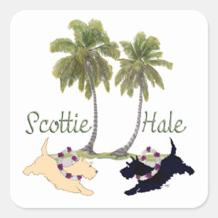 Schotse Terrier Hawaiaans Design Vierkante Sticker