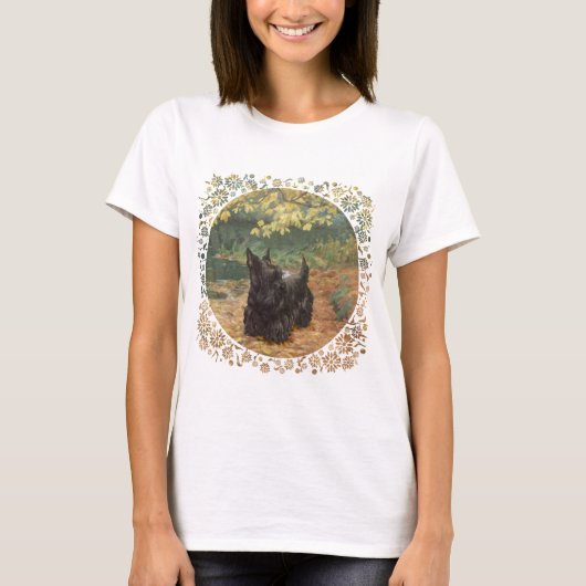 Schotse Terrier Herfst Seizoensontwerp T-shirt (Voorkant)
