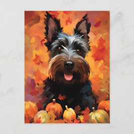 Schotse Terrier Herfst Thanksgiving  Briefkaart