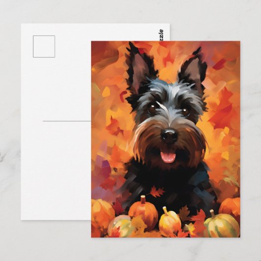 Schotse Terriër Herfst Thanksgiving  Briefkaart (Voorkant / Achterkant)
