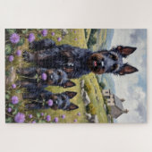 Schotse Terrier Highland Thistle Kunst Legpuzzel (Horizontaal)