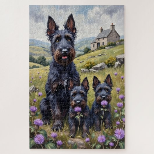 Schotse Terrier Highland Thistle Kunst Legpuzzel (Verticaal)