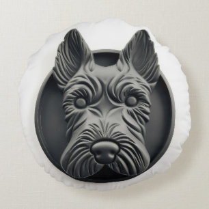 Schotse Terrier Hond 3D Geïnspireerd Rond Kussen