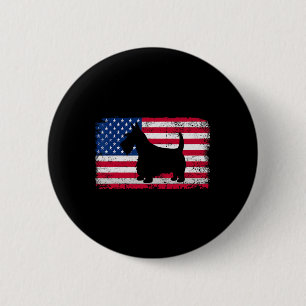 Schotse Terriër Hond 4 juli Patriottisch Amerika Ronde Button 5,7 Cm
