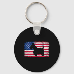 Schotse Terriër Hond 4 juli Patriottisch Amerika Sleutelhanger