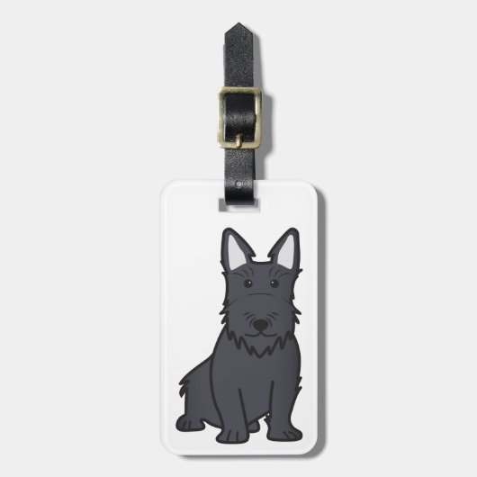 Schotse Terriër Hond Cartoon Bagagelabel (Voorkant verticaal)