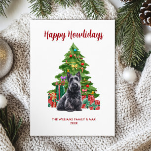 Schotse Terriër Hond Familie Kerstmis Feestdagenkaart