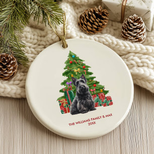 Schotse Terriër Hond Gepersonaliseerde Kerstmis Keramisch Ornament