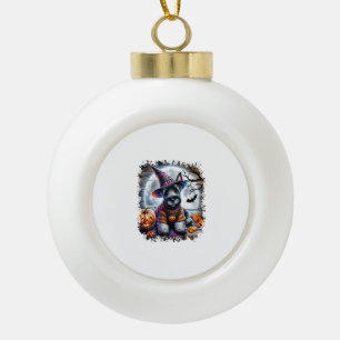 Schotse Terriër Hond Halloween Keramische Bal Ornament