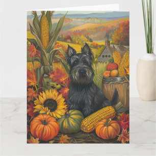 Schotse Terrier Hond Herfst Oogst Thanksgiving Kaart