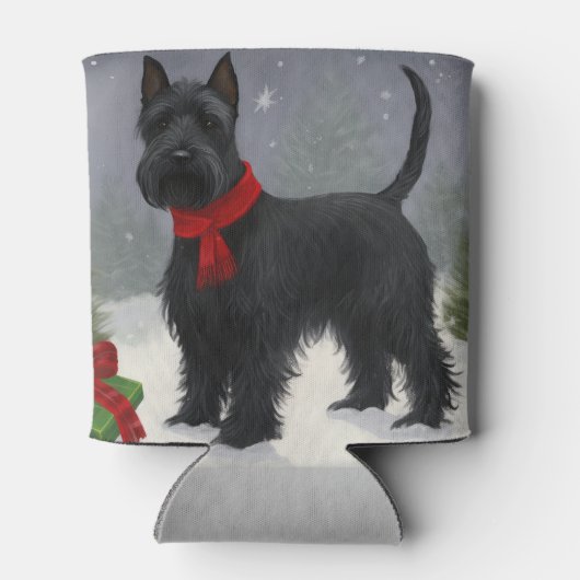 Schotse Terriër Hond in Sneeuw Kerstmis Blikjeskoeler (Achterkant)