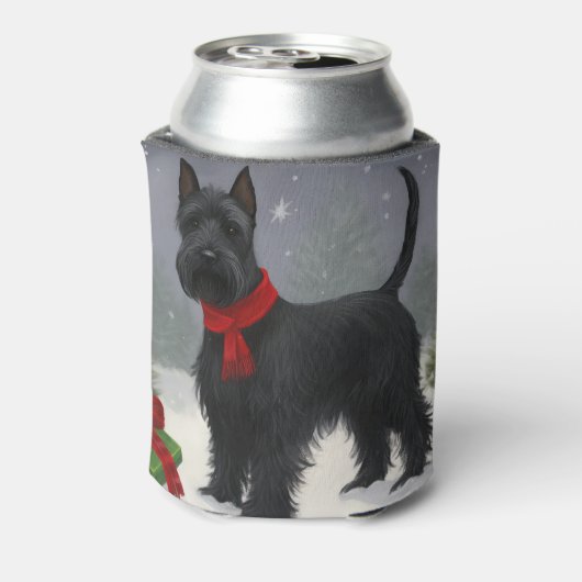 Schotse Terriër Hond in Sneeuw Kerstmis Blikjeskoeler (Blikje Achterkant)