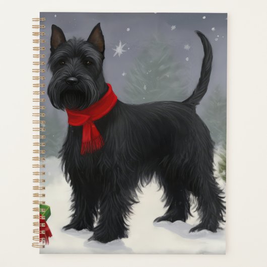 Schotse Terriër Hond in Sneeuw Kerstmis Planner (Voorkant)
