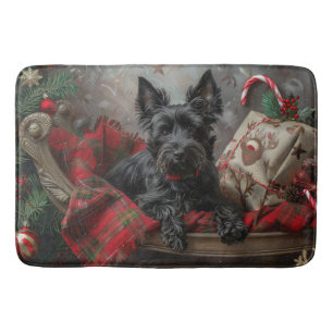 Schotse Terrier Hond Kerst Feestelijk Badmat