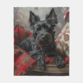Schotse Terrier Hond Kerst Feestelijk Fleece Deken (Voorkant)