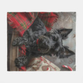 Schotse Terrier Hond Kerst Feestelijk Fleece Deken (Voorkant (Horizontaal))
