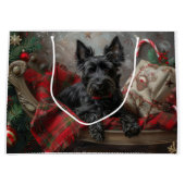 Schotse Terrier Hond Kerst Feestelijk Groot Cadeauzakje (Voorkant)
