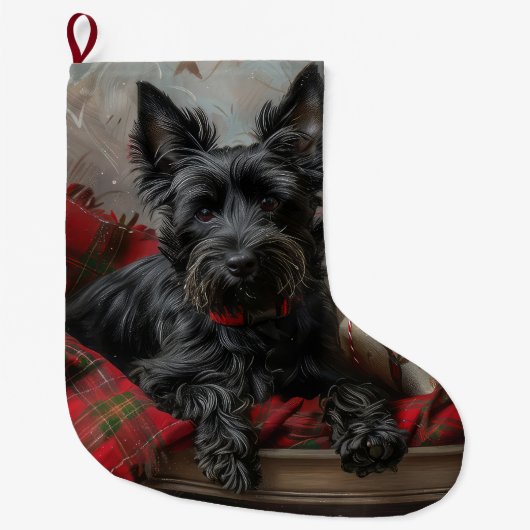 Schotse Terrier Hond Kerst Feestelijk Grote Kerstsok (Voorkant)