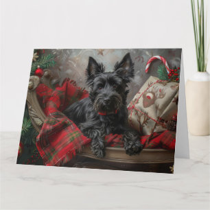 Schotse Terriër Hond Kerst Feestelijk Kaart