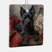 Schotse Terrier Hond Kerst Feestelijk Keramisch Ornament (Rechts)