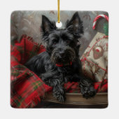 Schotse Terrier Hond Kerst Feestelijk Keramisch Ornament (Achterkant)