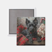 Schotse Terrier Hond Kerst Feestelijk Magneet (Voorkant / Achterkant)