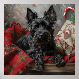 Schotse Terriër Hond Kerst Feestelijk Poster