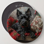 Schotse Terrier Hond Kerst Feestelijk Ronde Button 6,0 Cm (Voorkant /achterkant)
