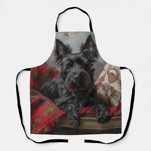 Schotse Terrier Hond Kerst Feestelijk Schort (Voorkant)