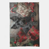 Schotse Terrier Hond Kerst Feestelijk Theedoek (Verticaal)