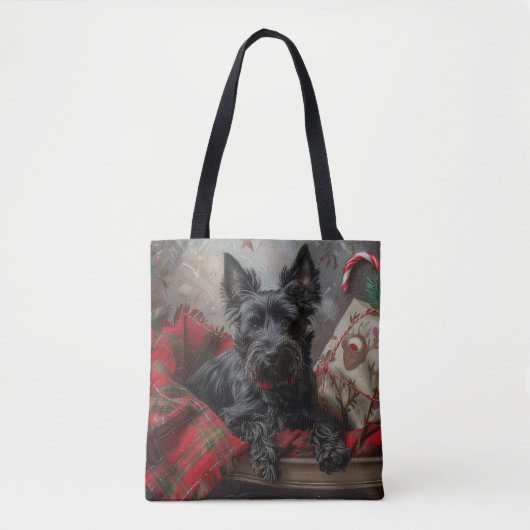 Schotse Terrier Hond Kerst Feestelijk Tote Bag (Voorkant)