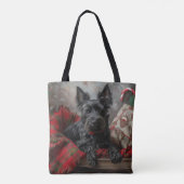 Schotse Terrier Hond Kerst Feestelijk Tote Bag (Achterkant)