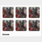 Schotse Terrier Hond Kerst Feestelijk Vierkante Sticker (Vel)
