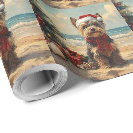 Schotse Terriër Hond Kerst  Strand Cadeaupapier (Rol Hoek)