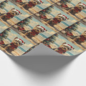 Schotse Terriër Hond Kerst  Strand Cadeaupapier (Hoek)