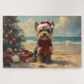 Schotse Terriër Hond Kerst  Strand Legpuzzel (Horizontaal)