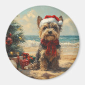 Schotse Terriër Hond Kerst Strand Magneet (Voorkant)