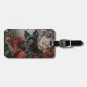 Schotse Terriër Hond Kerstfeest Bagagelabel (Voorkant horizontaal)