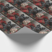 Schotse Terriër Hond Kerstfeest Cadeaupapier (Hoek)