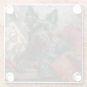 Schotse Terriër Hond Kerstfeest Glazen Onderzetter (Achterkant)