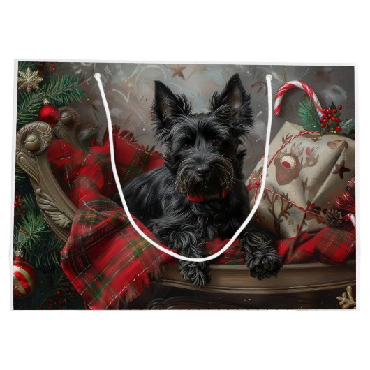Schotse Terriër Hond Kerstfeest Groot Cadeauzakje (Achterkant)
