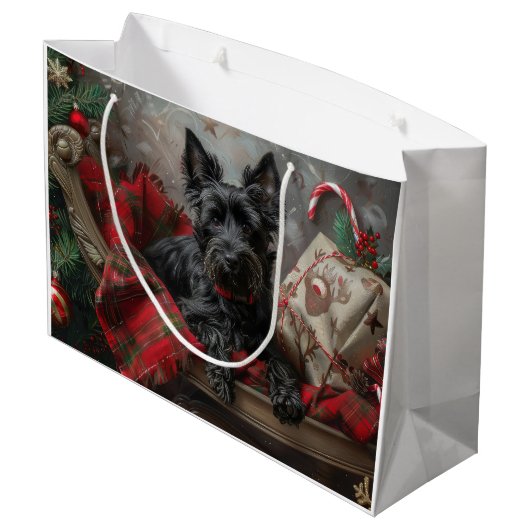 Schotse Terriër Hond Kerstfeest Groot Cadeauzakje (Achterkant Gekanteld)